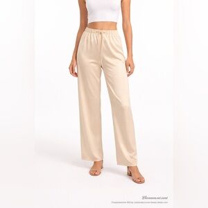 Frank Usher SZ 16/18 pale peach wide leg semi-sheer pull on pants